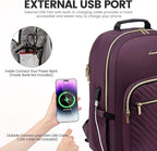 LOVEVOOK Laptop Backpack for Women 15.6 inch,Cute Womens Travel Backpack Purse,Professional Laptop Computer Bag,Waterproof Work Business College Teacher Bag Carry on Backpack with USB Port,Deep Purple