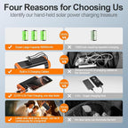 DJKK Solar Power Bank Portable Charger:66800mAh Built in Hand Crank and 3 Cables 22.5W Fast Charging Phone External Battery Pack(5 Outputs & 5 Inputs) with Camping Flashlights/Table Lamp/Compass