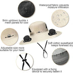 Outdoor Wide Brim Sun Hat with 2 Solar Fan for Men Women UPF50+ Outdoor Hiking Sun Protection Bucket Fishing&Cycling Hat