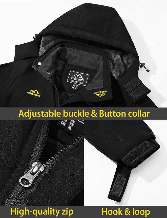 TACVASEN Men's Winter Ski Jacket Waterproof Snow Coats Snowboard Fleece Lining Jacket Warm Parka with Hooded