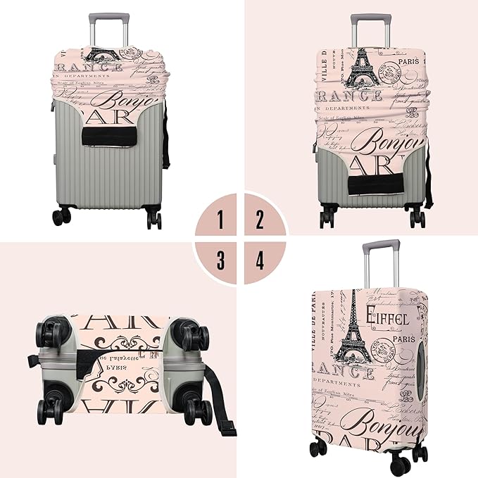 Travel Luggage Cover Suitcase Protector Fits 18-32 Inch Wheel Covers PatternedTravel Related Items Flower Luggage Protector Elastic L
