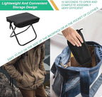 Pocket Chair, Black Portable Stool, Purse Chair, Lightweight and Foldable, High Load-Bearing Capacity, with A Handbag, Suitable for Traveling, Camping and Mountain Climbing