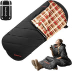 KingCamp Sleeping Bag for Adults, Cold Weather & Warm Extra Wide Big & Tall XL Portable Waterproof Flannel Sleeping Bags, Essentials Gear Accessories for Camping Backpacking Hiking Indoor & Outdoor