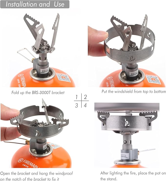 BRS 3000T Stove Windscreen Titanium Camp Stove Windshield with Storage Box for Outdoor Camping Ultralight (Grey-without stand)