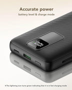 charmast Portable Charger 20000mAh with Wall Plug, Fast Charging Power Bank USB C, 20W PD Battery Pack with Built-in Cables Travel Essential for iPhone 16/15/14, Samsung, iPad More Devices (Black)
