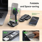 Esoulk 2 in 1 Wireless Charger for iPhone & Watch, 15W Fast Charging for Phone & 5W for Watch, Magnetic Wireless Charger Stand, Compact Foldable Charging Station for Travel