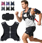 Sportneer Weighted Vest for Women Men: 8lbs/12lbs/15lbs/20lbs/25lbs Weight Vest with Detachable Phone Pouch Rucking Vest for Women Walking Strength Training Muscle Building Weight Loss