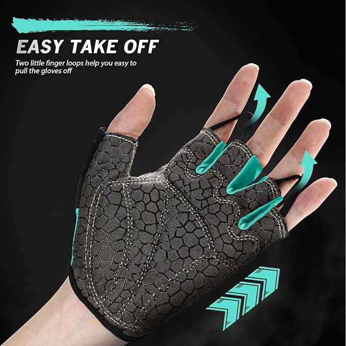 Bike Gloves for Men Women with Anti-Slip Shock-Absorbing Pad, Light Weight Half-Finger Cycling Gloves