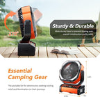 Camping LED Fan with Light, 20000mAh Rechargeable Battery Powered Outdoor Tent Fan with Light and Hook, 8 Speed, Personal USB Desk Fan for Camping, Fishing, Power Outage,Hurricane, Worksite