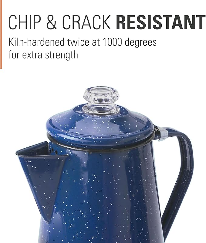 GSI Outdoors Percolator Coffee Pot | Enamelware Campfire Coffee Boiler Kettle for Outdoor Camping Cookware, Cabin, RV, Kitchen, Hunting & Backpacking