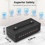 Portable USB~C Charger Block, 200W(20A) 20 Port (10 A & 10 C Port) Home Fast Charging Station for Multiple Devices, Desktop USB Wall Charger Compatible with iPhone, iPad, Kindle, Tablets, Watch