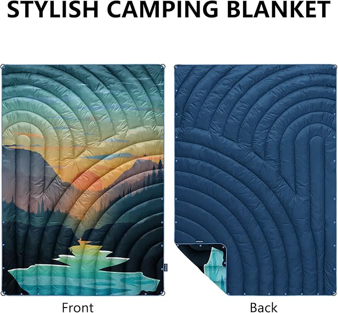 Camping Blanket,Lightweight Puffy Printed Camping Blanket Packable Outdoor Blanket for Camping,Traveling, Stadium, Hiking, Picnics