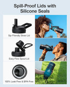 32oz Insulated Water Bottle,Stainless Steel Vacuum Water Bottle, BPA-Free & Leakproof -with Paracord Handle,Strap,Straw Spout Lids,Large Water Jug for Gym Sports