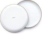 Barebones Enamel Deep Plate - Set of 2 Dinner Plates - Hand-Finished Baked Stainless Steel Trim Plate Set - Camping Kitchen and Dish Set (Eggshell)