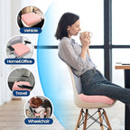 SweetSlubr Seat Cushion for Tailbone Pain Relief, Office Chair Cushion, Memory Foam Large Chair Cushion with Non-Slip Cover for Soft Support at Office Chair, Car Seat, Airplane Pink/X-Large