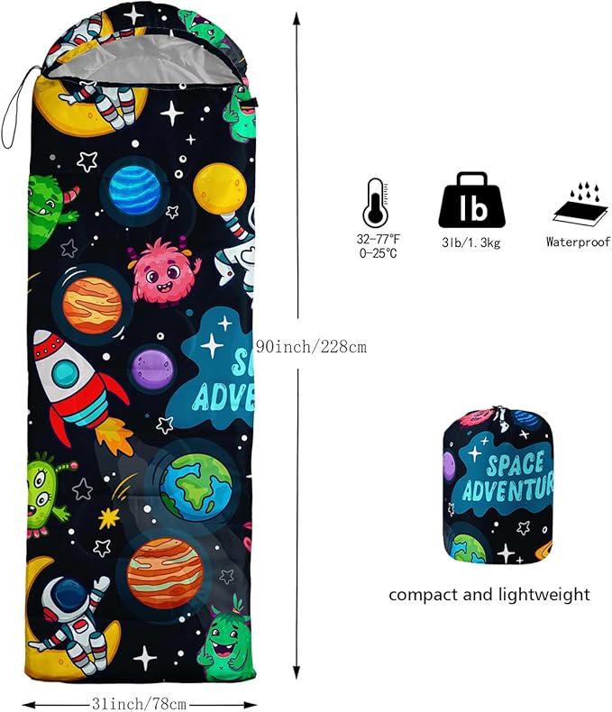Sleeping Bags for Adults Kids,Backpacking Camping Sleeping Bag for Girls Boys Lightweight Waterproof Cold/Warm Weather Sleeping Bag for All Season