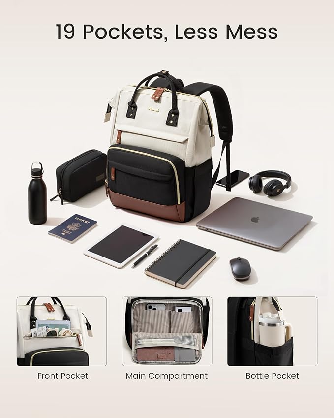 LOVEVOOK Laptop Backpack for Women, 15.6 Inch Work Business Backpacks Purse With Large Capacity, Waterproof Nurse Bag College Backpack, Waterproof Casual Daypack for Travel
