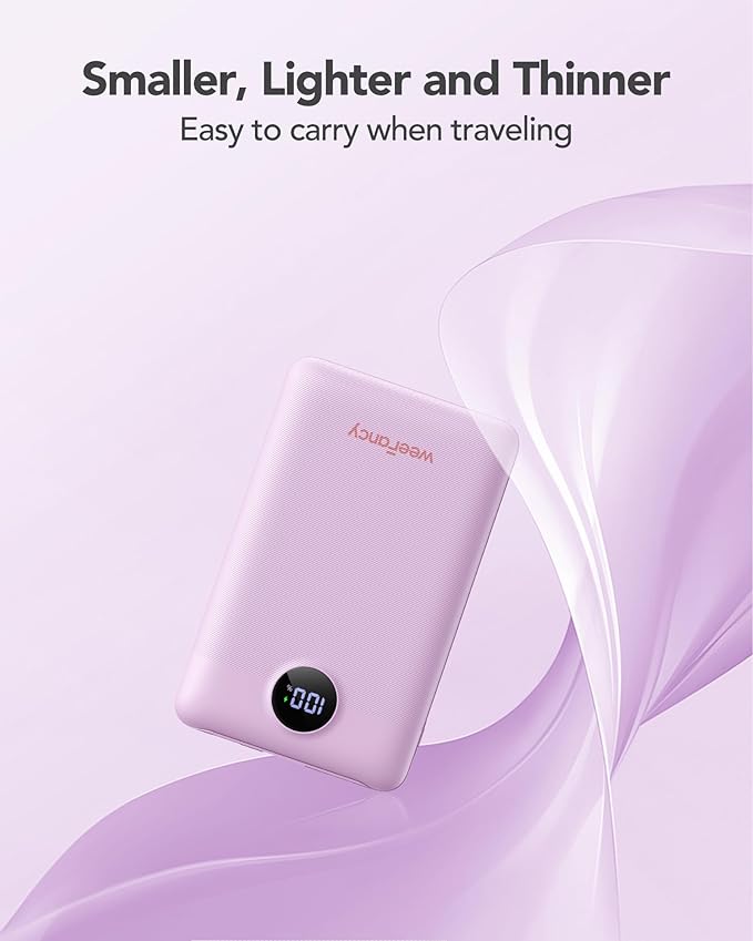 Mini Portable Charger with Built-in Cables 22.5W Fast Charging Power Bank USB-C Small Battery Pack 10000mAh Travel Essential Slim Battery for iPhone 17/16/15/14, Samsung 25/24, and More