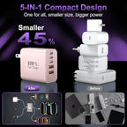 USB C Fast Wall Charger Block, 2Pack 60W USBC Charging Cubes, 5-Port PD+QC Power Adapter Multiport Brick Type C Box Plug for Phone 16/15/14/13/12/11/Pro Max/Plus, Pad Mini/Pro/S25/S24-Pink