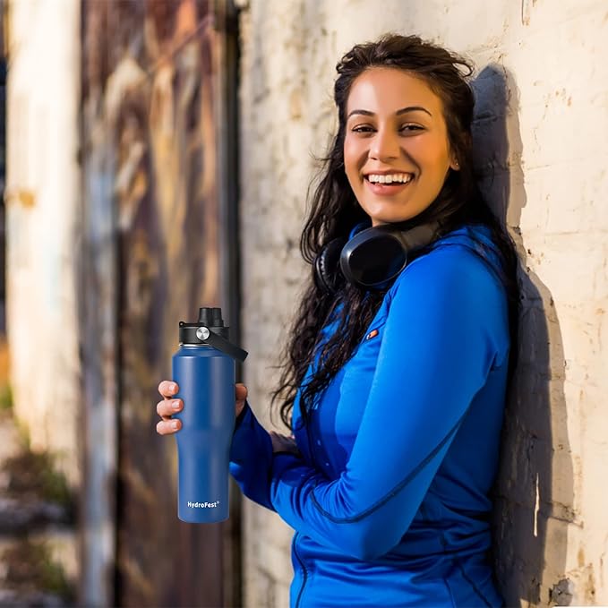 32oz Water Bottle Insulated with Straw,Leak Proof Water Bottles，Mens Water Bottle Stainless Steel for Gym,Hiking,Travel，Sport,1 Liter,Bpa free