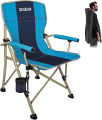 XGEAR Camping Chair with Padded Hard Armrest, Sturdy Folding Camp Chair with Cup Holder, Storage Pockets Carry Bag Included, Support to 400 lbs