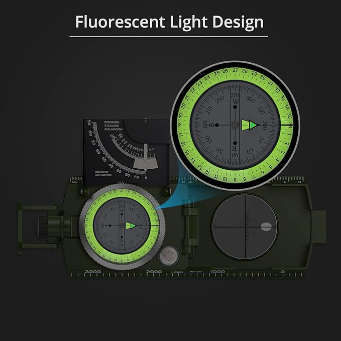 Proster IP65 Compass Hiking Survival - Lensatic Sighting Compass for Camping Navigation, Compass with Clinometer & Carry Bag for Camping Hunting Hiking Geology Activities