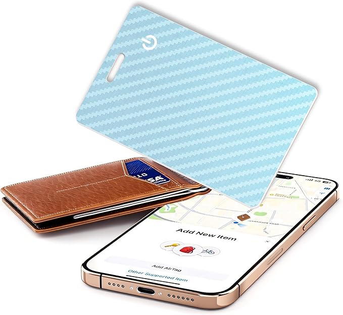 [Apple MFi Certified] Wallet Tracker Card with Apple Find My (iOS Only) Rechargeable Air Tracker Tags Bluetooth Wallet Finder IP68 Waterproof GPS Tracker Item Finder for Keys, Bags, Passport Blue