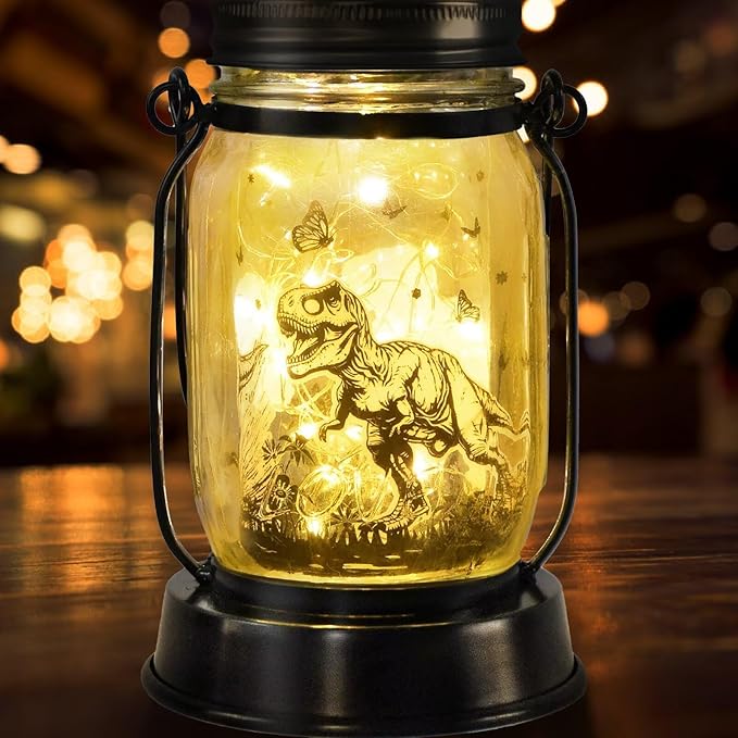 kyoryuger Dinosaur Gifts for Women/Men Tyrannosaurus Rex Lovers Solar Lantern Mom Birthday, Mothers Day, Solar Tyrannosaurus Rex Garden Decoration Outside for Yard, Patio,Backyard,Porch, Torche