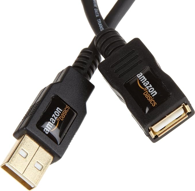 Amazon Basics USB-A 2.0 Extension Cable, Male to Female, 480Mbps Transfer Speed, USB Extender, Extra Long 9.8 Foot, Black