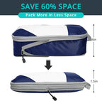 9 Set Compression Packing Cubes for Travel - Compressible, Lightweight, and Space-Saving Packing Cubes, Travel Essentials for Women, Navy