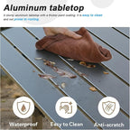 Folding Camping Table, Portable Lightweight Beach Tables for Sand Foldable, Aluminum Roll-up Folding Square Table for Outdoor Camping, Picnic, Card, Travel (Black with Storage Basket)