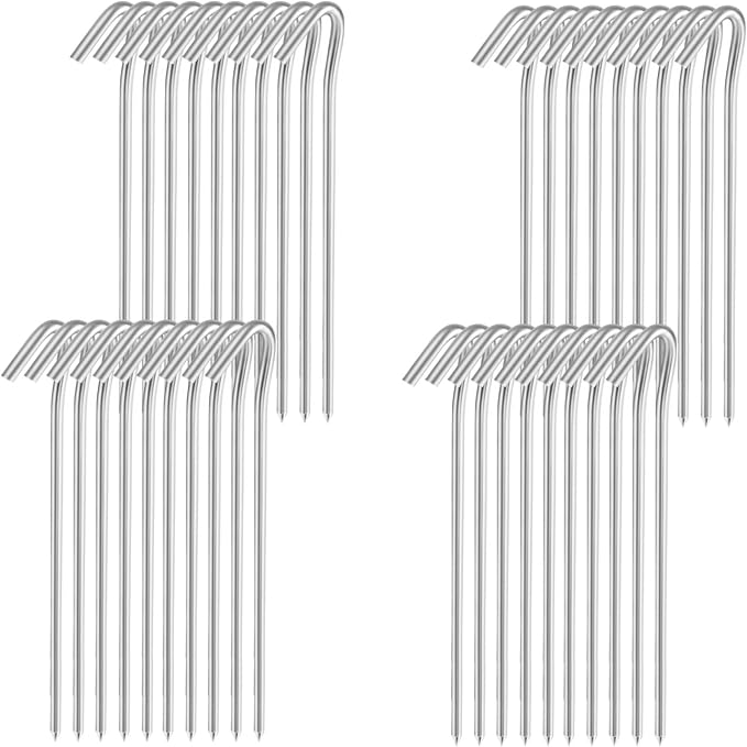 9" Tent Stakes, Heavy Duty Tarp Camping Stakes, Galvanized Metal Pegs for Outdoor Decorations, 40 PCS