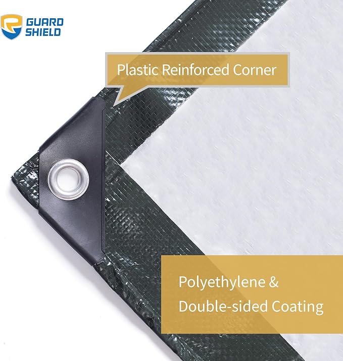 GUARD SHIELD Tarp 6x8 Feet Waterproof Green/Silver Tarps 8Mil Multi Purpose UV Resistant Cover for Outdoor,Camping,Tent,Boats