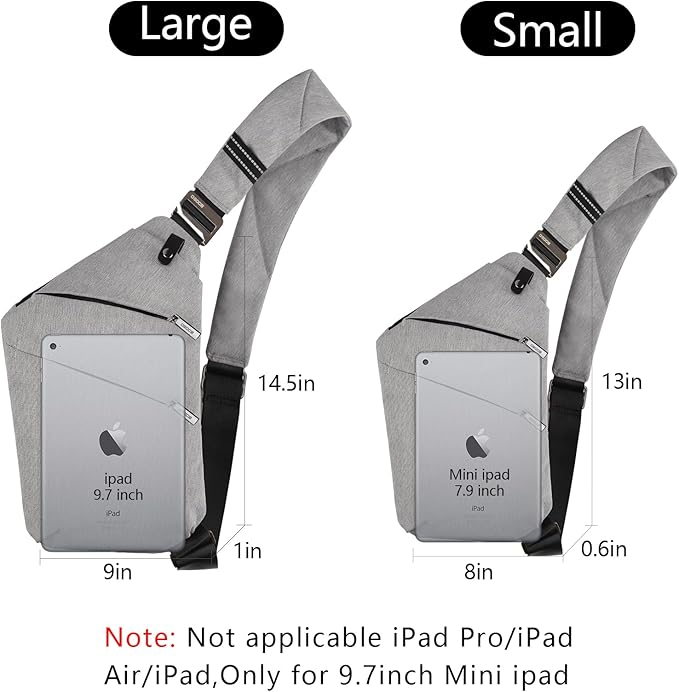 Anti Theft Crossbody Bags Sling Bag for Women Men Waterproof Wander Bag for Sports and Travel. (1.0Light Grey, Large)