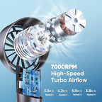 AMACOOL Portable Handheld Turbo Fan, 17Hrs Runtime, 4 Speeds Wind, Cool Metal Body, Rechargeable Battery Personal Fan, Mini Pocket Fans for Girl Woman Man Travel Makeup Camping Outdoor-Black Grey