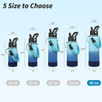 BJPKPK Insulated Water Bottle with Straw Lid, 40oz Large Thermo with 3 Lids, Paracord Handle & Non-slip Boot, BPA Free Leak Proof Stainless Steel Metal Water Bottles, Tumblers, Cups,Sky