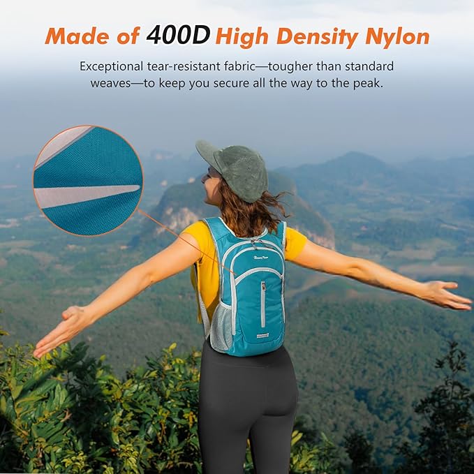 Seektop Small Hiking Backpack 12L to 15L Expandable Travel Packable Waterproof Daypack Lightweight Hiking Bag for Women Men