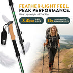 100% Carbon Fiber Trekking Poles by USA Brand - Ultra Strong Lightweight Collapsible Hiking Poles with Cork and EVA Foam Grips & Quick Adjustable Flip Locks