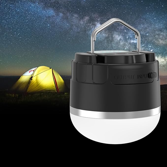 LED Camping Lantern Rechargeable, 1000LM Portable Tent Light with 3 Color Lighting Modes, Power Bank, Waterproof, Mini Flashlight with Magnetic Base for Emergency, Power Outages, Hiking, Home