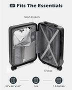 Coolife Luggage PC+ABS Hardshell Suitcase with TSA Lock, Spinner Carry On Lightweight (navy, S(20in_carry on))