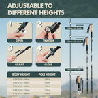 GPTCAMP Nordic Walking Stick, TPZ-1, 2pc Folding Collapsible Hiking Poles with Metal Quick Lock, Cork Handle, Lightweight 7075 Aluminum Trekking Poles for Seniors Women Men Hiking Gear