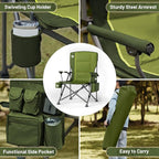 TIMBER RIDGE Oversized Folding Camping Chair High Back Heavy Duty for Adults Support up to 500lbs with Cup Holder, Side Pocket Cooler Bag