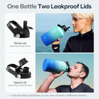 BUZIO Vacuum Insulated Stainless Steel Water Bottle 64oz (Cold for 48 Hrs/Hot for 24 Hrs) BPA Free Double Wall Travel Mug/Flask for Outdoor Sports Hiking, Cycling, Cam,Camping, Running, Pacific Dream