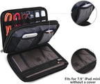 BUBM Double Layer Electronic Accessories Organizer, Travel Gear Bag for Cables, USB Flash Drive, Plug and More, Perfect Size Fits for iPad mini (Medium, Gray)