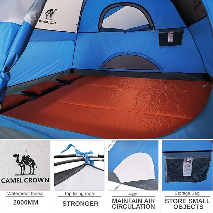 CAMEL CROWN Tents for Camping 2/3/4/5 Person Camping Dome Tent, Waterproof,Spacious, Lightweight Portable Backpacking Tent for Outdoor Camping/Hiking