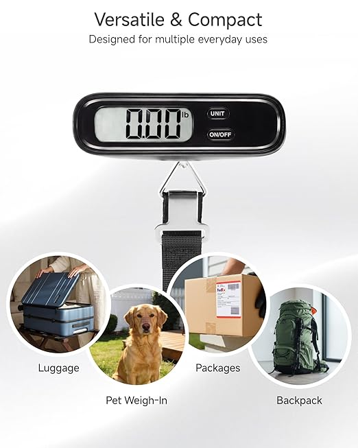 LUGGEX Luggage Weight Scale, Suitcase Scale, Luggage Scale Travel Digital, Travel Scale with Large LCD Display, Portable & Battery Included (Black, 1 Pack)