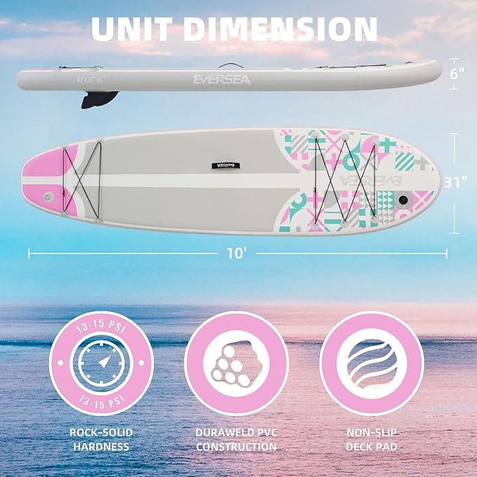 Inflatable Stand-Up Paddle Boards – Available 32"/33"/34" Widths Inflatable Paddle Board with SUP Accessories, Camera Mount, Basic All-Around SUP Board for All Skill Levels, Up to 450lbs