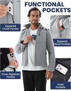 WULFUL Men's Softshell Jacket Waterproof Lightweight Insulated Windbreaker Fleece Lined Rain Shell Jacket for Hiking Travel