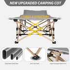 Folding Camping Cot for Sleeping, Portable Cots for Adults, Heavy Duty Cot Bed 550LBS(Max Load), Extra Wider Cots with Large Pocket for Outdoor, Office, Beach