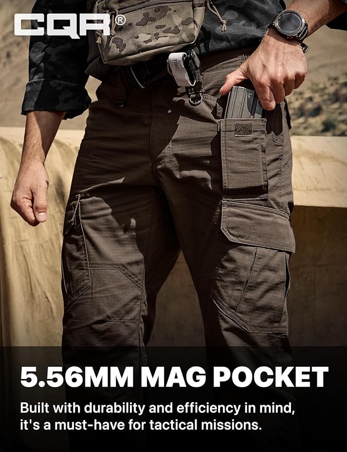 CQR Men's Tactical Pants, Water Resistant Ripstop Cargo Pants, Lightweight EDC Work Hiking Pants, Outdoor Apparel